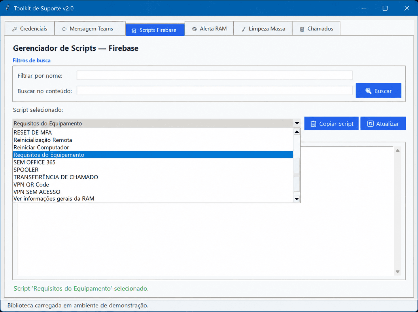 Toolkit de Suporte Técnico: Biblioteca de scripts