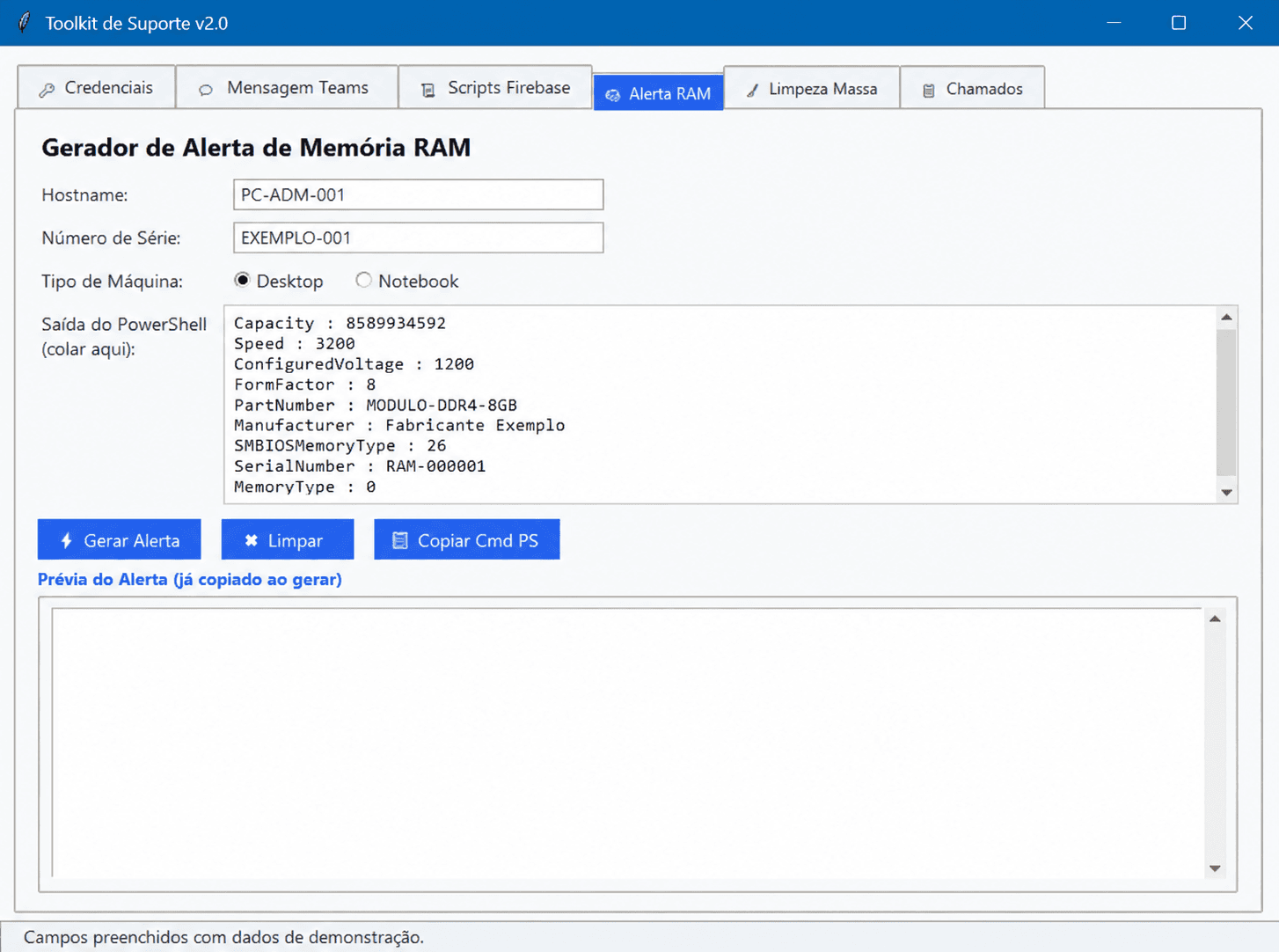 Toolkit de Suporte Técnico: Entrada do diagnóstico de RAM